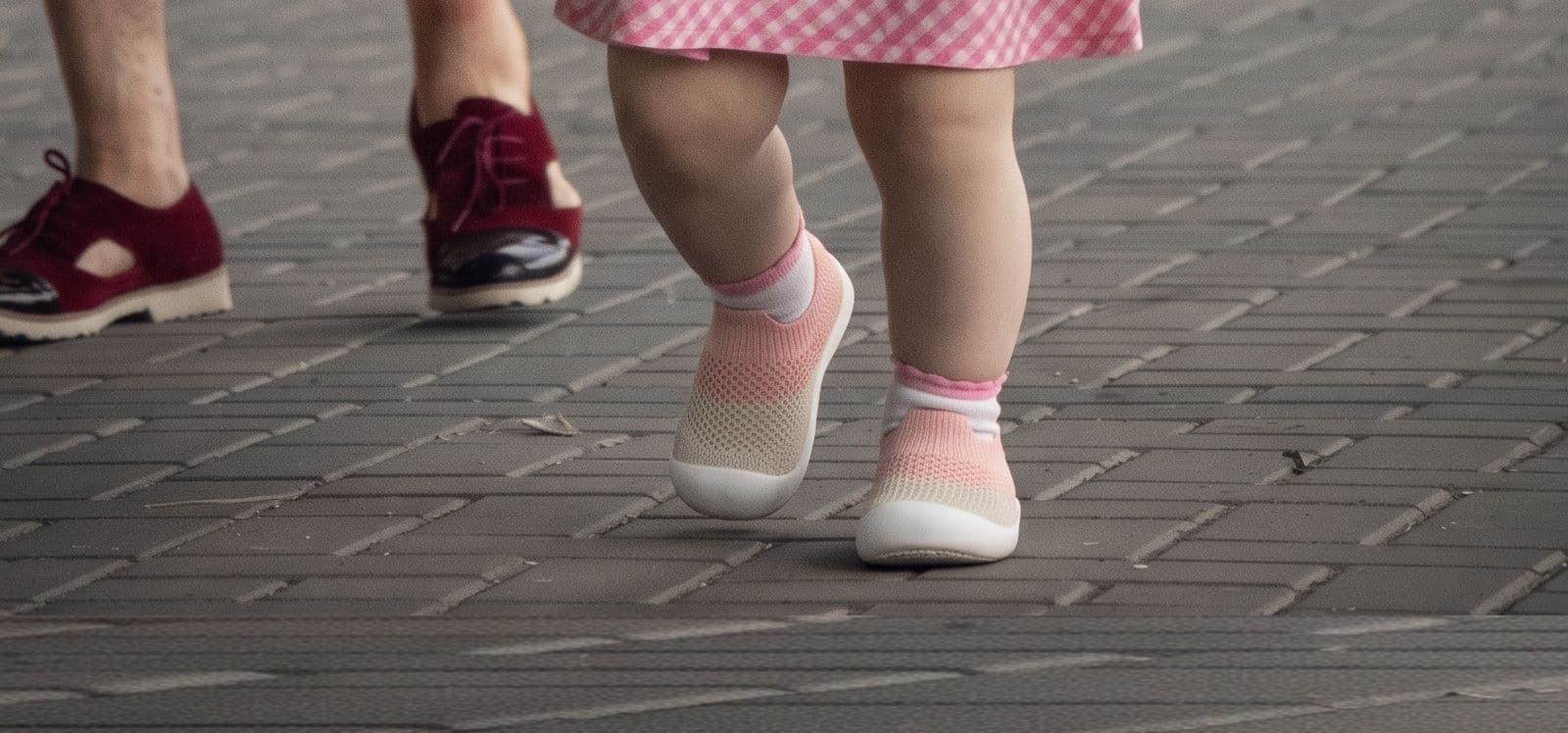 Toddler walking outdoors in RiseCub shoes